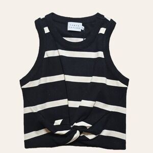 Tanya Taylor Black Ivory Stripe Twist Front Knit Tank NWT‎ Designer Minimalist